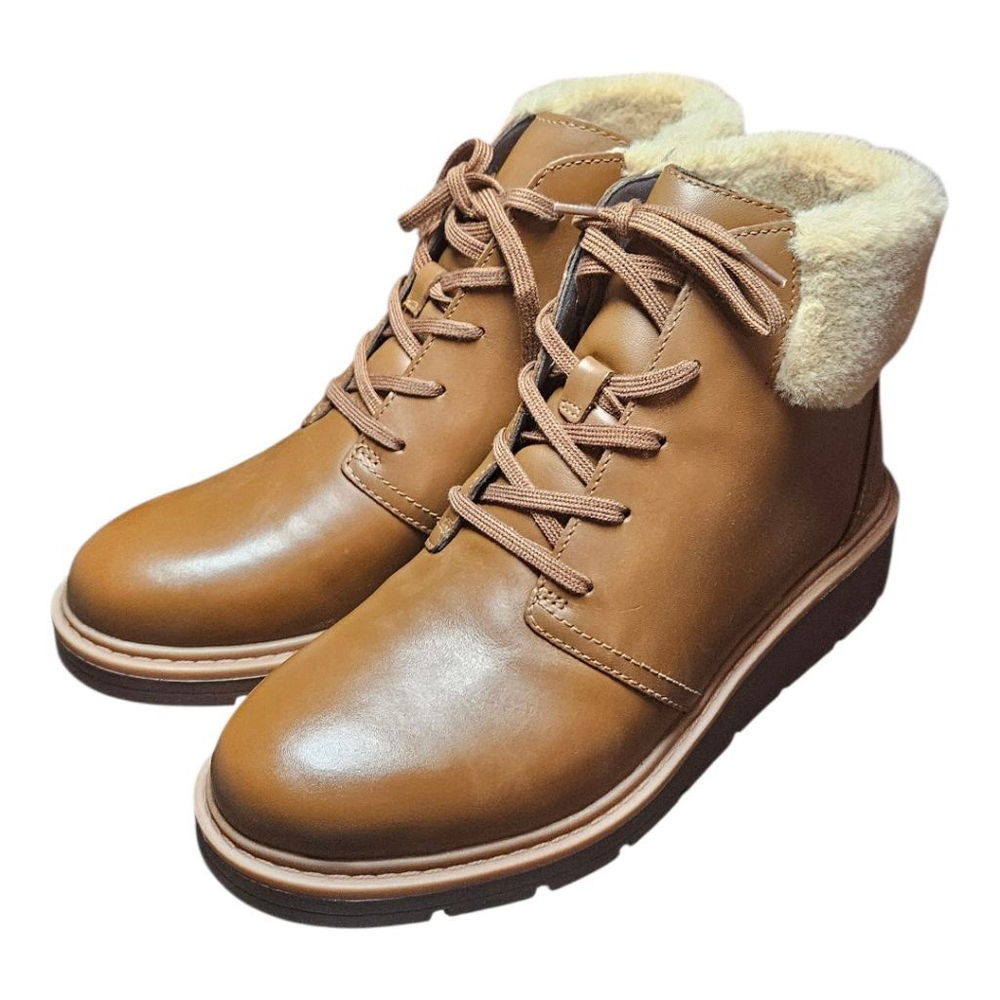 Clarks Brown Beige Fur Lined Winter Boots US Multiple Sizes - Picture 12 of 13